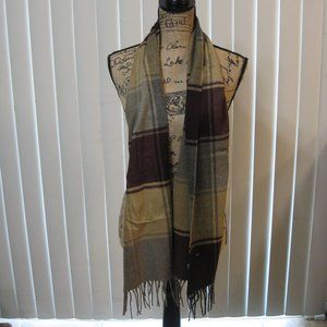 NWT Joseph & Lyman burgundy tan gray  scarf wrap sash OS